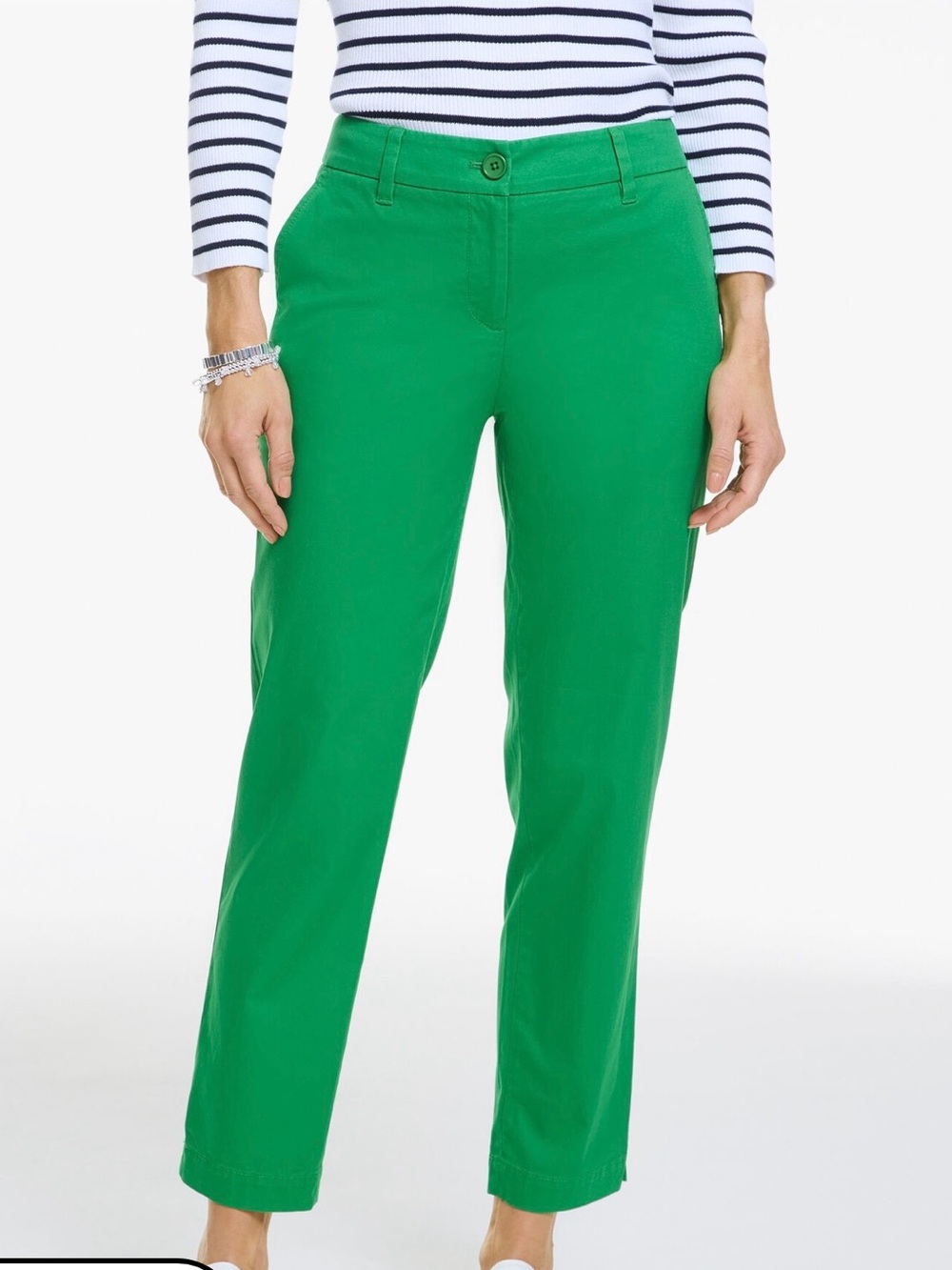 Talbots Heritage Twill Classic Colorful Green Perfect Straight Crop Curvy Pants